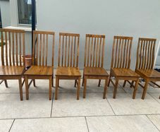Six Wooden Kitchen Chairs for sale