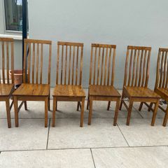 Six Wooden Kitchen Chairs for sale