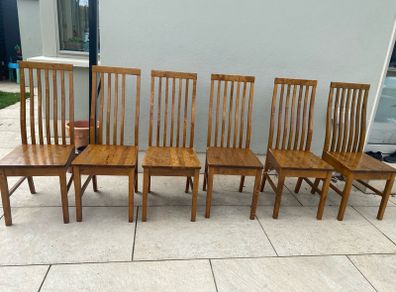 Six Wooden Kitchen Chairs for sale