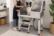 Professional Stainless Steel Pet Grooming  Dog Bath Station with Steps &amp; Shower Kit