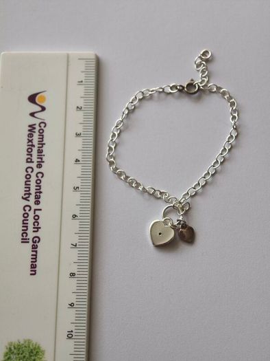925 Stamped Silver Heart Charm Bracelet