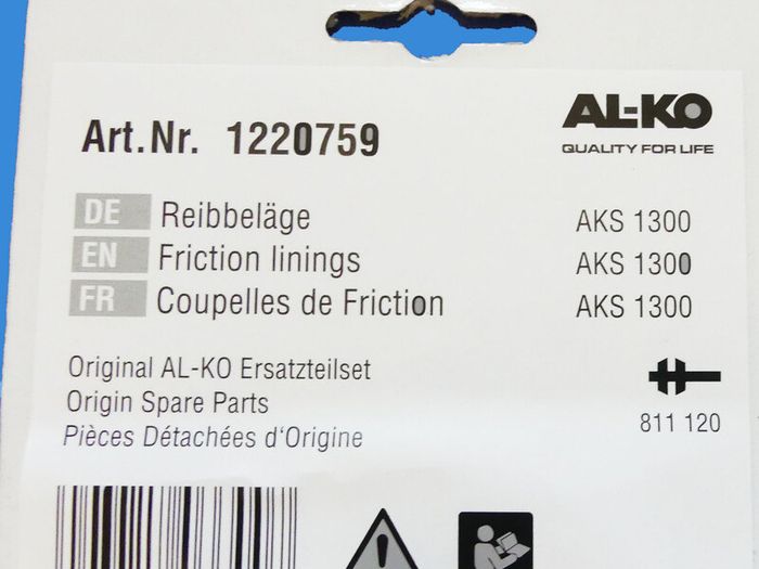 Friction pad kit for ALKO AKS 1300 coupling head