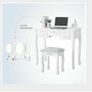 Elegant White Dressing Table 3 Oval Mirror with 7 Drawers Image 7