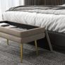 Beige Upholstered Storage Bench with Gold Steel Legs Image 4