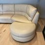 Cream Leather Corner Sofa, Recliner Armchair and Footstool Image 4