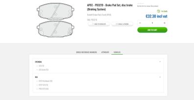 Brake pads for Kia Ceed or Hyundai i30