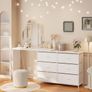 L Shaped Corner Dressing Table with 6 Drawers & Side Pocket White Vanity Desk with USB & Power Ports, Fabric Drawers, Modern Desktop Organiser for Bedroom, Makeup Room Image 6