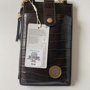 Mobile Wallet with Snap Button and Card Holder | Chocolate