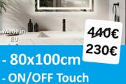 LED Bathroom Mirror 80x100cm Touch Switch Defogger Digital Clock Makeup Cosmetic
