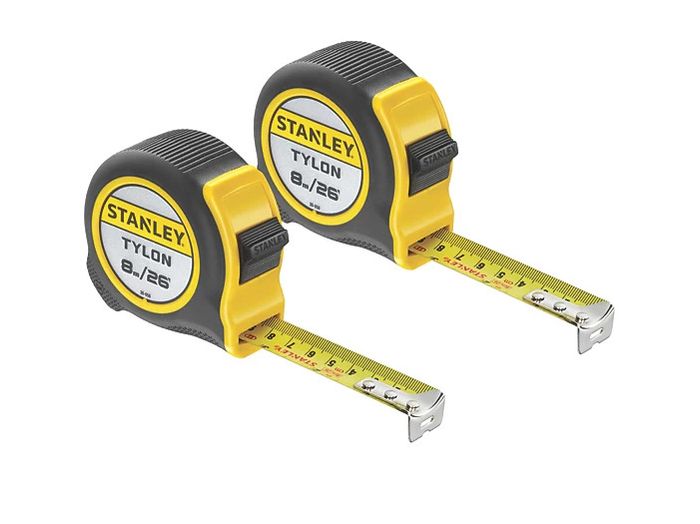 STA998985 Tylon Pocket Tapes 5m/16ft + 8m/26ft (Twin Pack)