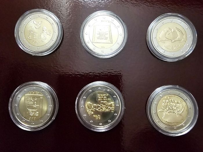 Malta 2 Euro Commemorative Coin Set 6 Coins UNC