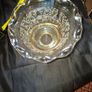 Old Glass Lamp Shade made of light Amber Glass with a Ruffled Edge Image 3