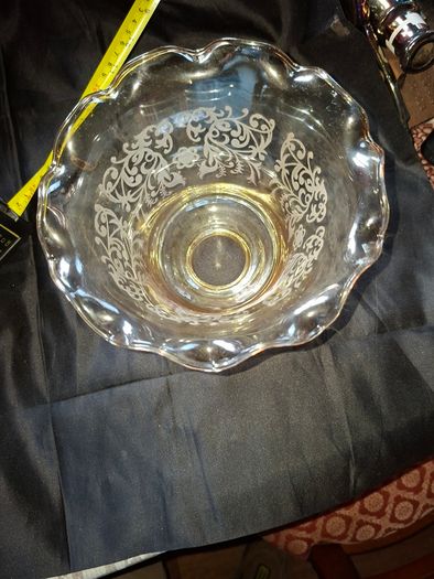 Old Glass Lamp Shade made of light Amber Glass with a Ruffled Edge