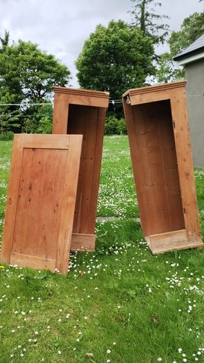 Wardrobe - large, rustic, antique pine wardrobe.