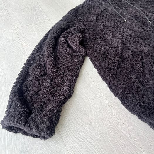Mens 3XL Black Teddy Fleece Sherpa Hoodie Jacket