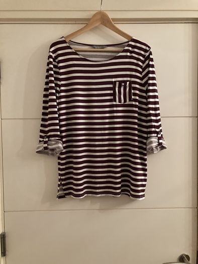 Principles burgundy striped top
