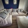 Corner sofa and foot poof Image 3
