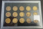 Brass Threepence Coin Set: 1953-1967 Elizabeth II, 12-Sided Coins