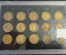 Brass Threepence Coin Set: 1953-1967 Elizabeth II, 12-Sided Coins