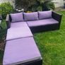 Rattan L shape garden lounge set with table Image 3