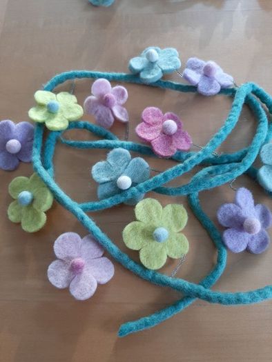 Felted wool flower garland
