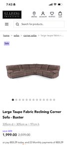 Baxter corner sofa from EZ living