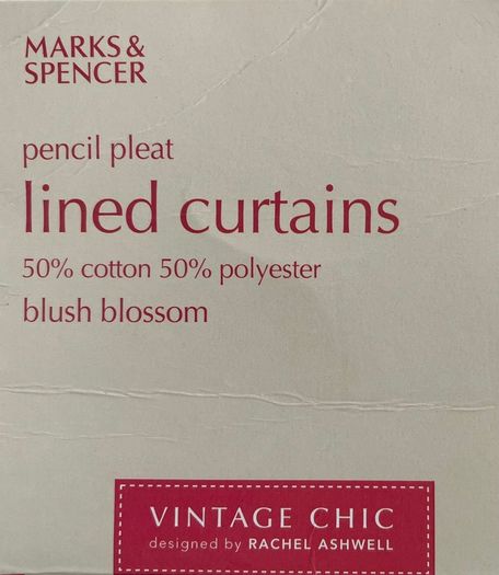 Pencil Pleat Lined Blush Blossom Curtains - Never Used