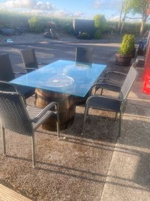 whiskey barrel outdoor table