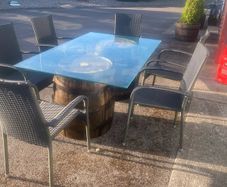 whiskey barrel outdoor table