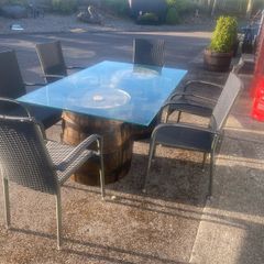 whiskey barrel outdoor table