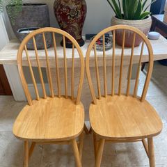 2 x Very Solid High Back Wooden Kitchen Dining Chairs - Can Deliver