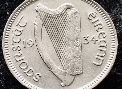 [#357] - Ireland 1934 | Irish 3d | Three Pence | Hare | KM.4
