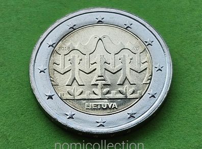 Lithuania 2018 year Uncirculated 2 Euro coin.