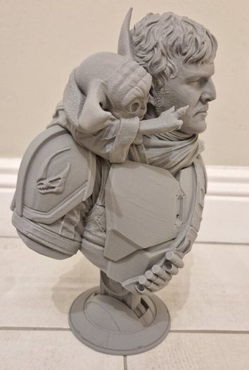 3D Printed Statue Bust (Unpainted) - Mando & Grogu