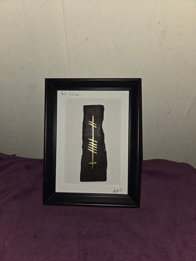 Ogham Ancient Irish Writing "Love" Slate - Framed