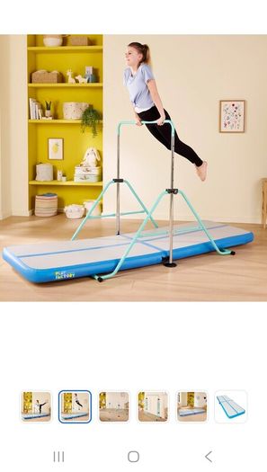 Air Track Inflatable Gymnastics Mat with Adjustable Bar & Pump