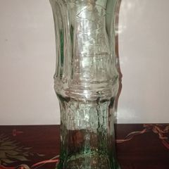 Collectable Bamboo Shaped Large Heavy Vase Green Recycled Glass.