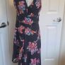 Boohoo Black Floral Midi Dress UK 12 Sleeveless Hi Low Party Dress Image 3