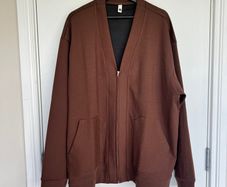 Mens Brown Oversized Zip Cardigan Jacket