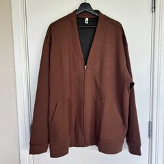 Mens Brown Oversized Zip Cardigan Jacket