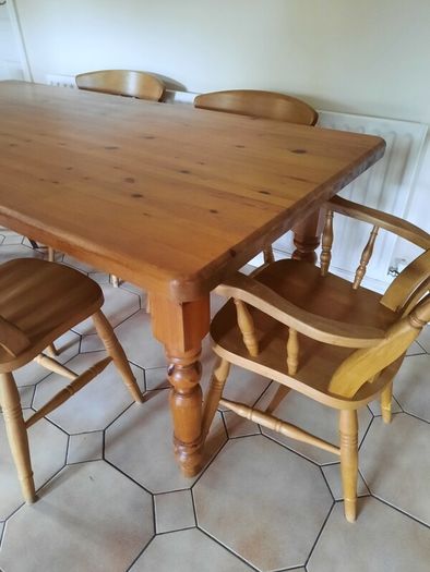 Farmhouse Antique Pine Table & Chairs