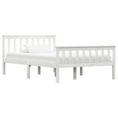 Bed Frame White Solid Pinewood 120x190 cm