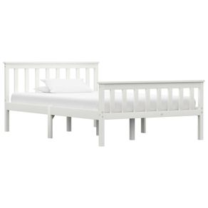 Bed Frame White Solid Pinewood 120x190 cm