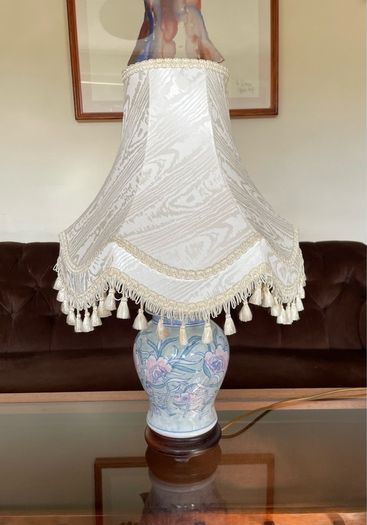 Pretty Oriental Pastel Floral Ginger Jar Lamp Base with Wooden Plinth Base