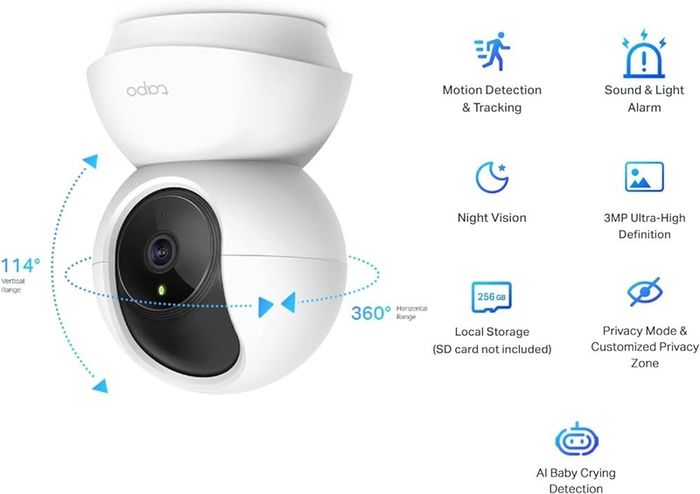 2K 3MP Pan Tilt Security Camera, Baby/Pet Dog AI Monitor, Smart Motion Detection & Tracking,2-Way Audio, Night Vision, Cloud & SD Card Storage, Works with Alexa & Google Home