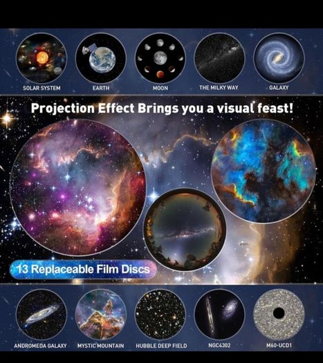Planetarium Star Projector,Realistic Starry Sky Night Light with 12 Film Discs