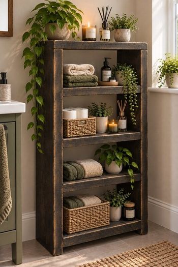 Handmade Rustic Bathroom Tall Shelving Unit