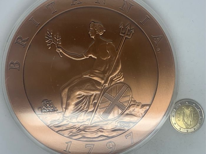 Great Britain 1797 huge King George III proof cartwheel twopence medallion
