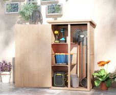 Wooden Garden Storage Shed, Garden Shed Tool Cabinet Organiser with Shelves, 75 x 56 x115cm, Natural