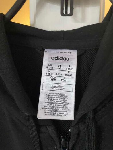 Adidas women's hoodie Size Medium (UK 12-14), black with white stripes, AS NEW